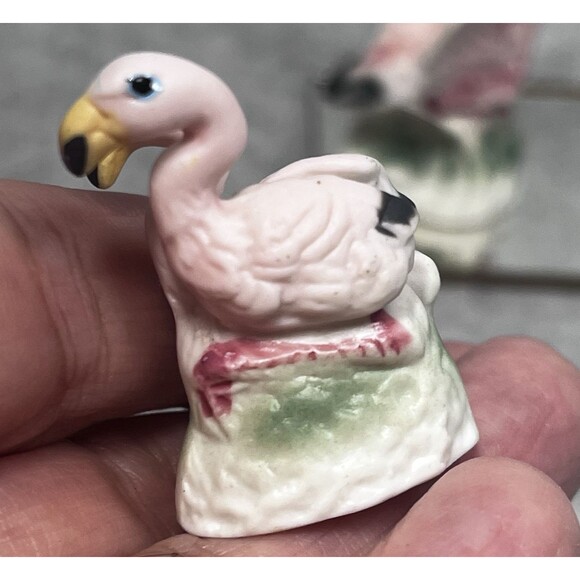 Vintage Miniature Pink Flamingo Porcelain Tropical Bird Hagen Renaker ? Japan ? - Picture 7 of 13